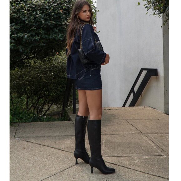 NEW DOLCE VITA Leather Gyra High Shaft Wide Calf Boots in DARK OLIVE 925 6t3 - Picture 3 of 10